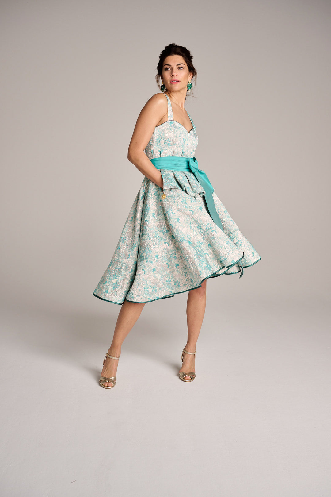 Mariza - Dirndlkleid Designerdirndl in Tiffany-Türkis Jacquard