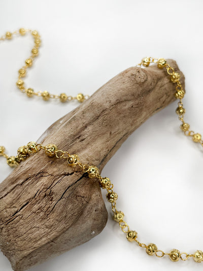 Kugel Halskette Contas mit emailliert floralen Medallion in Gold 